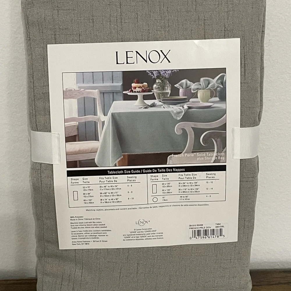 NEW Lenox French Perle Tablecloth with Storage Bag 60